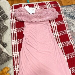 Elegant Pink Floral Off-Shoulder Dress